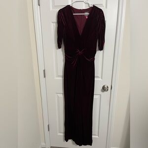 Vince Camuto Burgundy Velvety Wide Leg Jumpsuit - Size 14